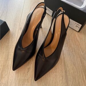 Lerre Black Leather Slingback Heels